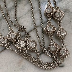 Brighton Gorgeous Classic long silver chain necklace with Swarovski Crystals